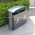 2 compartments metal outdoor recycled trash can